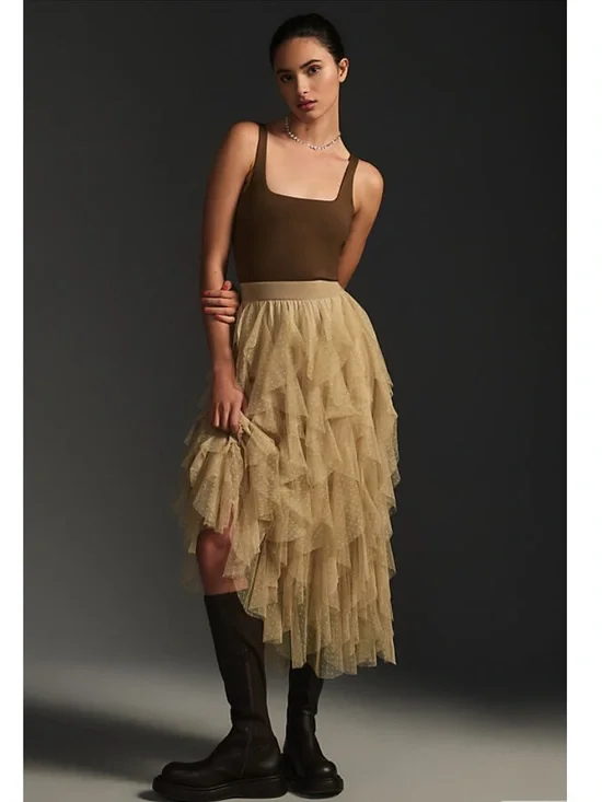 The Chéri Ruffled Tulle
Midi Skirt by Anthropologie - Picture 4 of 7